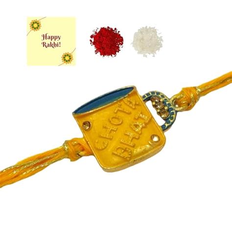 DMS RETAIL Set Of 4 Chota Bhai Rakhi for Brother Gold Plated Kudan Sto ...