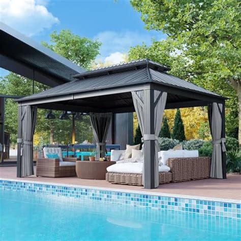 Aoxun 12FT X 16FT Hardtop Gazebo, Outdoor Pergolas India | Ubuy