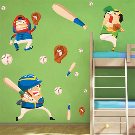Buy Studio Briana Baseball Game Cartoon Theme Kids Room Wall Sticker ...