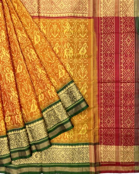 Yellow Ganga Jamuna Narikunj Designer Patola Saree – SindhoiPatolaArt