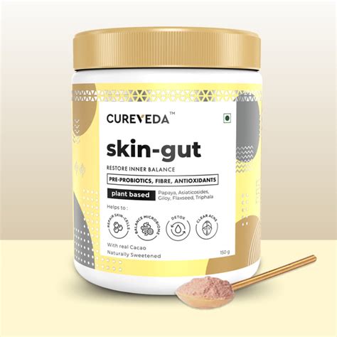 Cureveda Skin-gut with Pre-probiotics - Organic Supplement | Cureveda