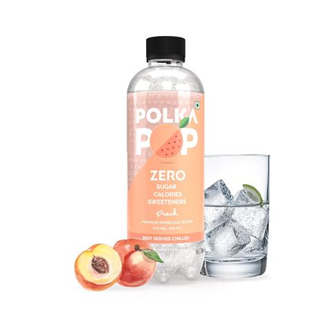 POLKA POP Peach Flavoured Sparkling (Fizzy) Water | Pack of 24 (300ml ...