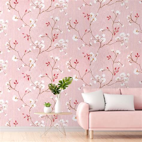 Doodad Pink Floral Self Adhesive DIY Wallpaper for Wall
