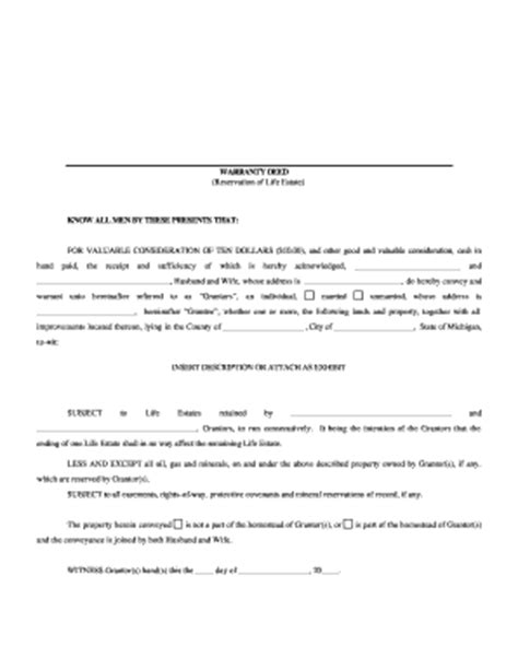 Bill Of Sale Form Michigan Warranty Deed Form | pdfFiller