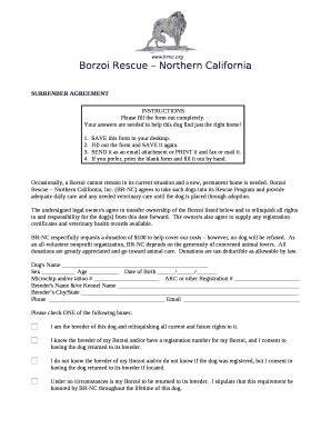 surrender agreement pdf Doc Template | pdfFiller