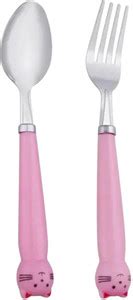 Omkarixa Kids Stainless Steel Cutlery Set | Cute Pink Cat Design ...