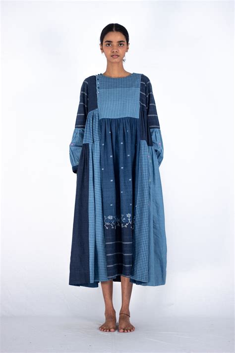 Aizome - Mix and match indigo Jamdani dress – Karnam