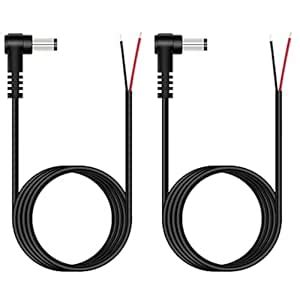 DC Power Pigtail Cable, 2-Pack 6FT 5.5mm x 2.1mm 90 Degree Right Angle ...