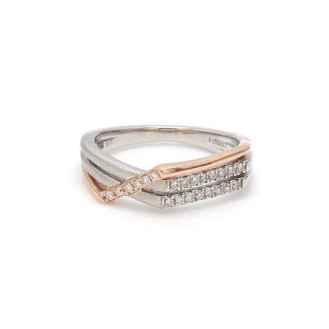 Parallel Paths Platinum Couple Rings with Rose Gold & Diamonds JL PT 9 ...