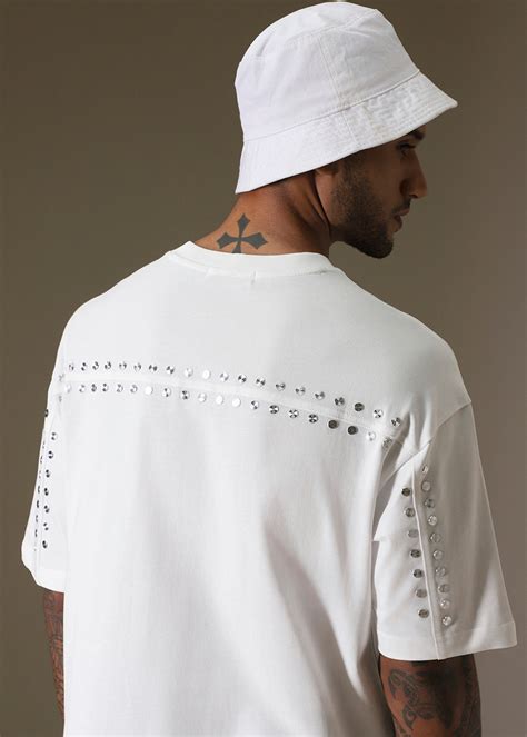 White Plain Embellished Oversized T-shirt