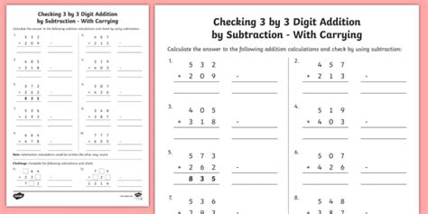 Addition and Subtraction Parent Guide and Activity Ideas - Year 3 Subject
