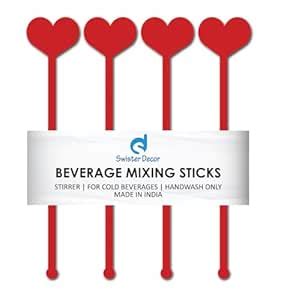 Heart Shaped Drink stirrers Set of 4 : Amazon.in: Home & Kitchen