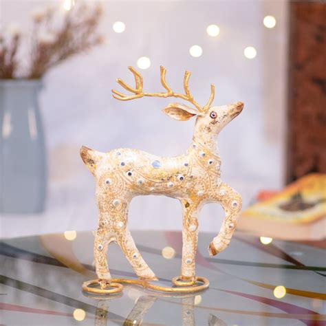 Kezevel Christmas Decoration Reindeer Statue - Artistic White and ...