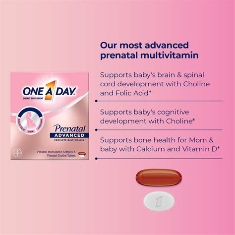One A Day Advanced Prenatal Multivitamin with Choline 2-Pack 60+60 ...