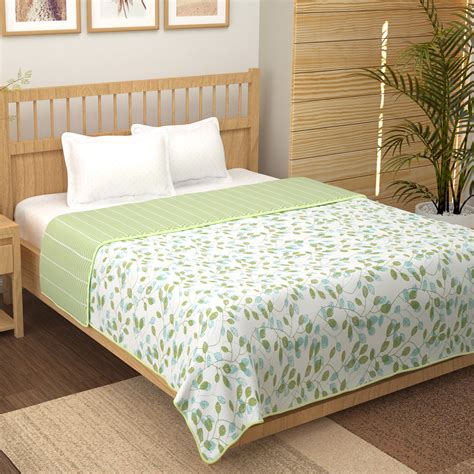 Buy Green/White Floral Double Bedcover Online in India - Story@Home ...