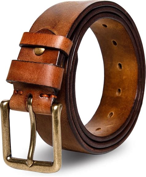 Thicken Full Grain Leather Mens Belt Heavy Duty Mens Work Belt Mens ...