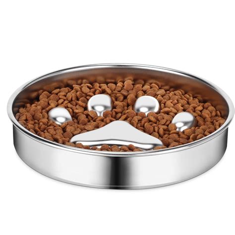 AIPERRO Slow Feeder Dog Bowls 304 Stainless Steel, 2 Cups Metal Dog ...