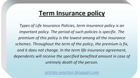 Image result for Term Life Insurance Policy Example