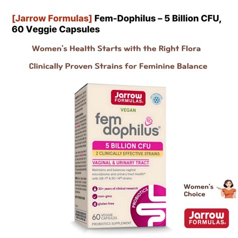 [Jarrow Formulas] Fem-Dophilus – 5 Billion CFU, 60 Veggie Capsules ...