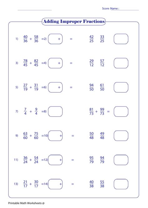 Image result for Addition of Improper Fractions
