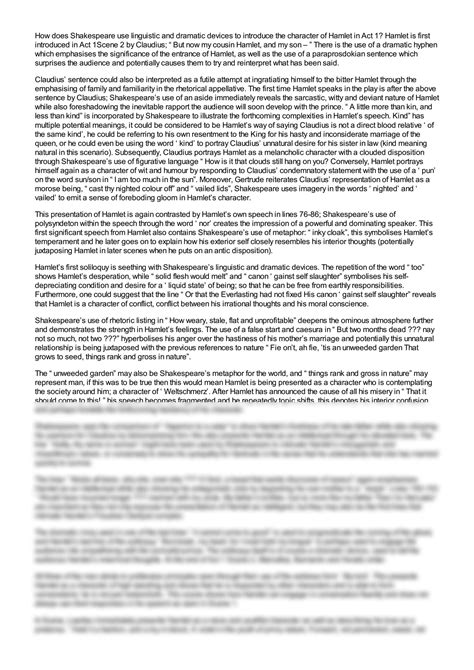 SOLUTION: How does shakespeare use linguistic and dramatic devices to ...