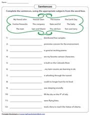 Image result for Writing Complete Sentences Worksheets