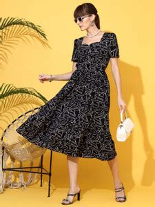 Sheetal Associates Women Fit and Flare Black Midi/Calf Length Dress ...