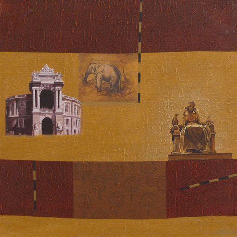 "Indian Monument Wall I": Yellow Orange Acrylic Painting by Sanjay ...