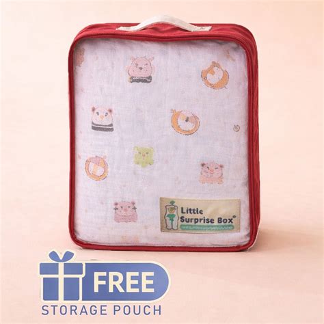 Little Surprise Box Blue Animal Kingdom Muslin Cotton Baby Blanket ...