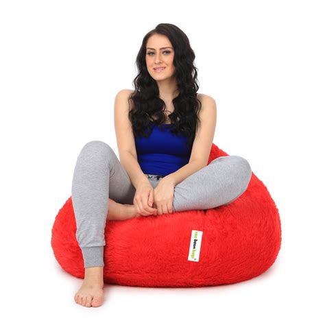 can bean bags Jumbo Fur Filled Bean Bag with Beans - Red : Amazon.in ...