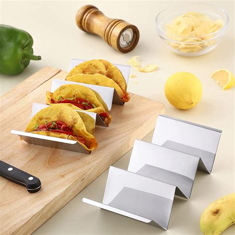 OrganizeMee Stainless Steel Taco Holders, Premium Taco Stands, Holds 2 ...