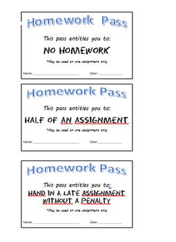 Image result for Homework Passes