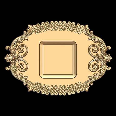 Elegant Baroque Scroll Oval Cartouche 3D CAD Design STL File
