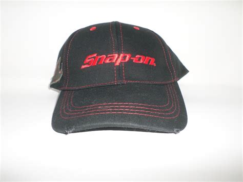 Snap On Tools Hat Black with Red Trim Tool Emblem Worn Look Adjustable ...