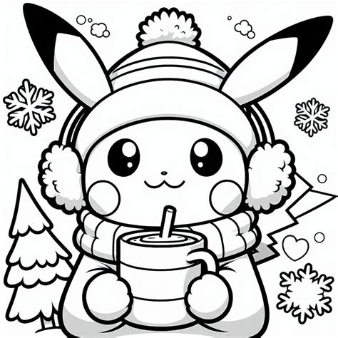 Pikachu Christmas Coloring Pages Printable