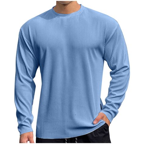 ohmzyzo Men's Long Sleeve Shirts Ribbed Pullover Sweater Sim Fit ...