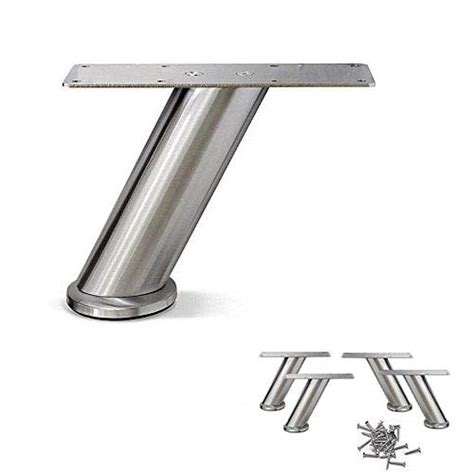 Set Of 4 Stainless Steel Slanted Sofa Legs Strong Round | Desertcart INDIA