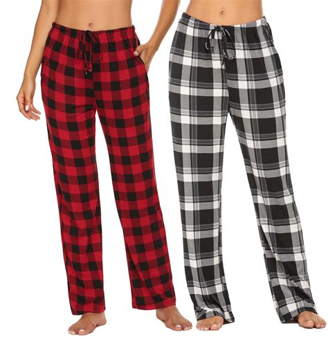 Avidlove 2 Pack Women Pajama Pants with Pockets Stretch Buffalo Red ...