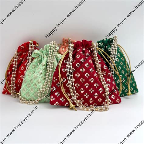 Sequin Pearl Handle Grand Potli Bags - Best Return Gift For All Occass