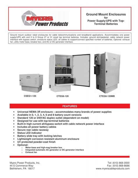 Download Ground Enclosures Datasheet - Myers Power Products