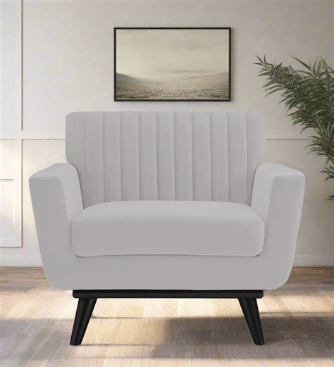Tucker Velvet 1 Seater Sofa In Light Grey Colour