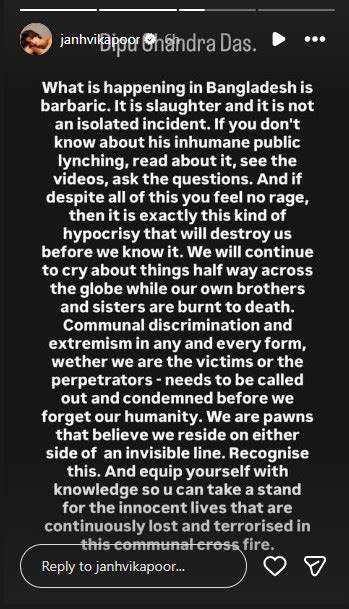 "What is happening is barbaric": Janhvi Kapoor condemns killing of Dipu ...