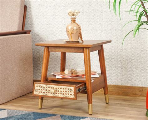Buy Online Boston solid wood side table with one drawer