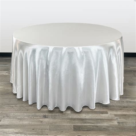 120 Inch Round Satin Tablecloth White
