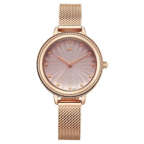 Buy Online Fastrack Stunners Quartz Analog Pink Dial Rose Gold ...