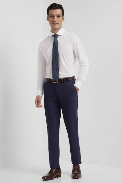 Buy Men Navy Slim Fit Textured Formal Trousers Online - 39833803 ...