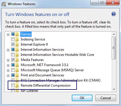 Disable RDC ( Remote Differential Compression)