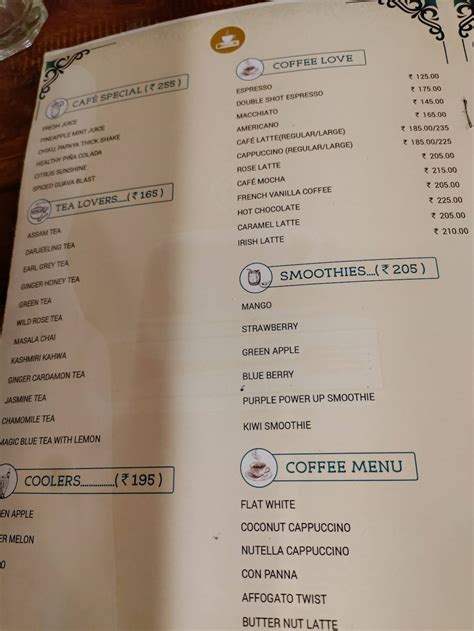 Menu at The Reader's Cafe, Noida