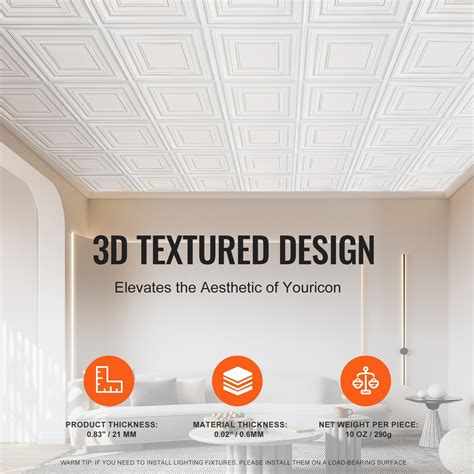 VEVOR Ceiling Tiles 12-Pack 24 x 24 in PVC Easy Installation White Peg ...