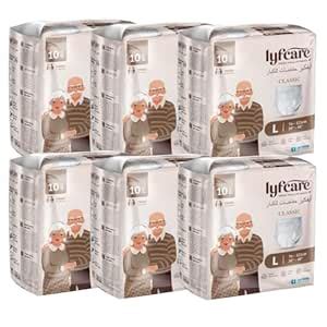 Lyfcare Classic Adult Diapers Large Size (L) - 60 Units (Pack of 6 ...
